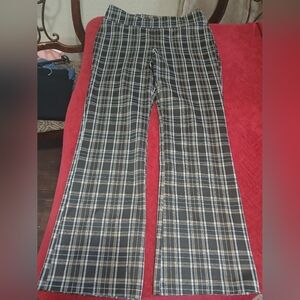 Soho Black and Brown Plaid Flare Pants